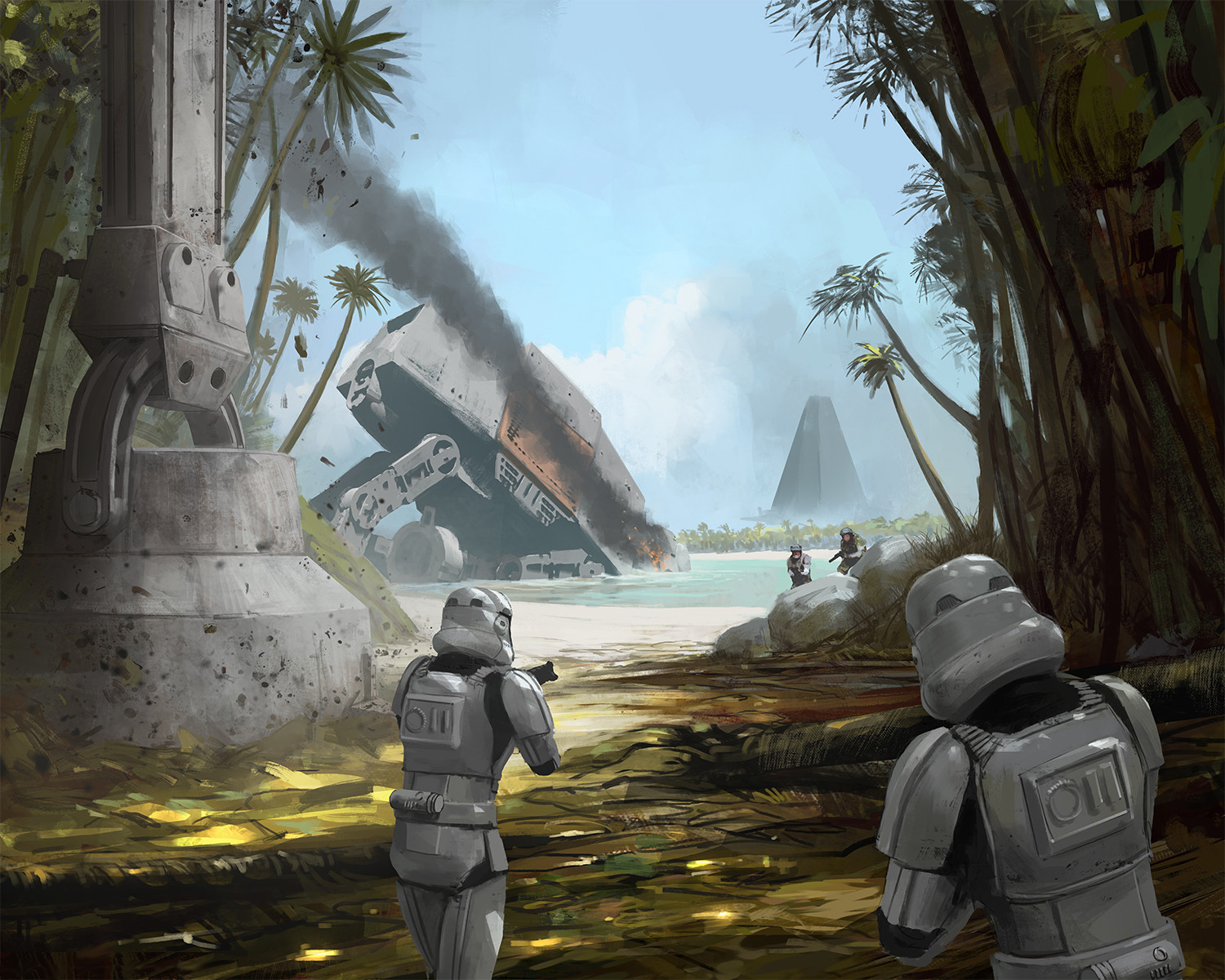 Imperial forces and the forces of Rogue One fought each other on Scarif.