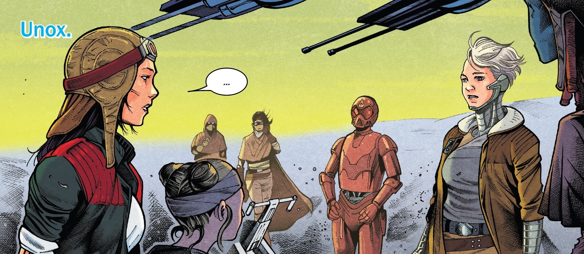 Aphra and Klam are confronted by Extraction Team Misericorde on Unox.