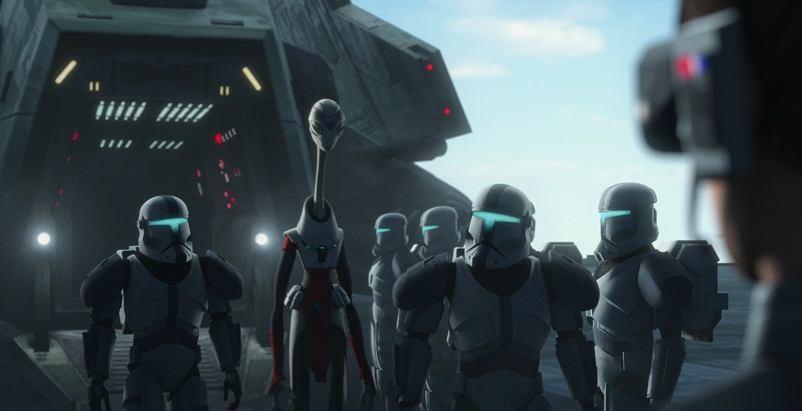 Imperial royal guard clone commandos escort Nala Se to the Mount Tantiss facility on the planet Wayland.