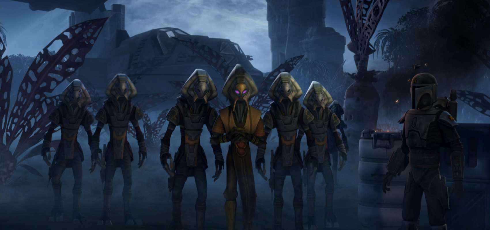 The Pyke Syndicate first appears in the Clone Wars episode "Eminence"