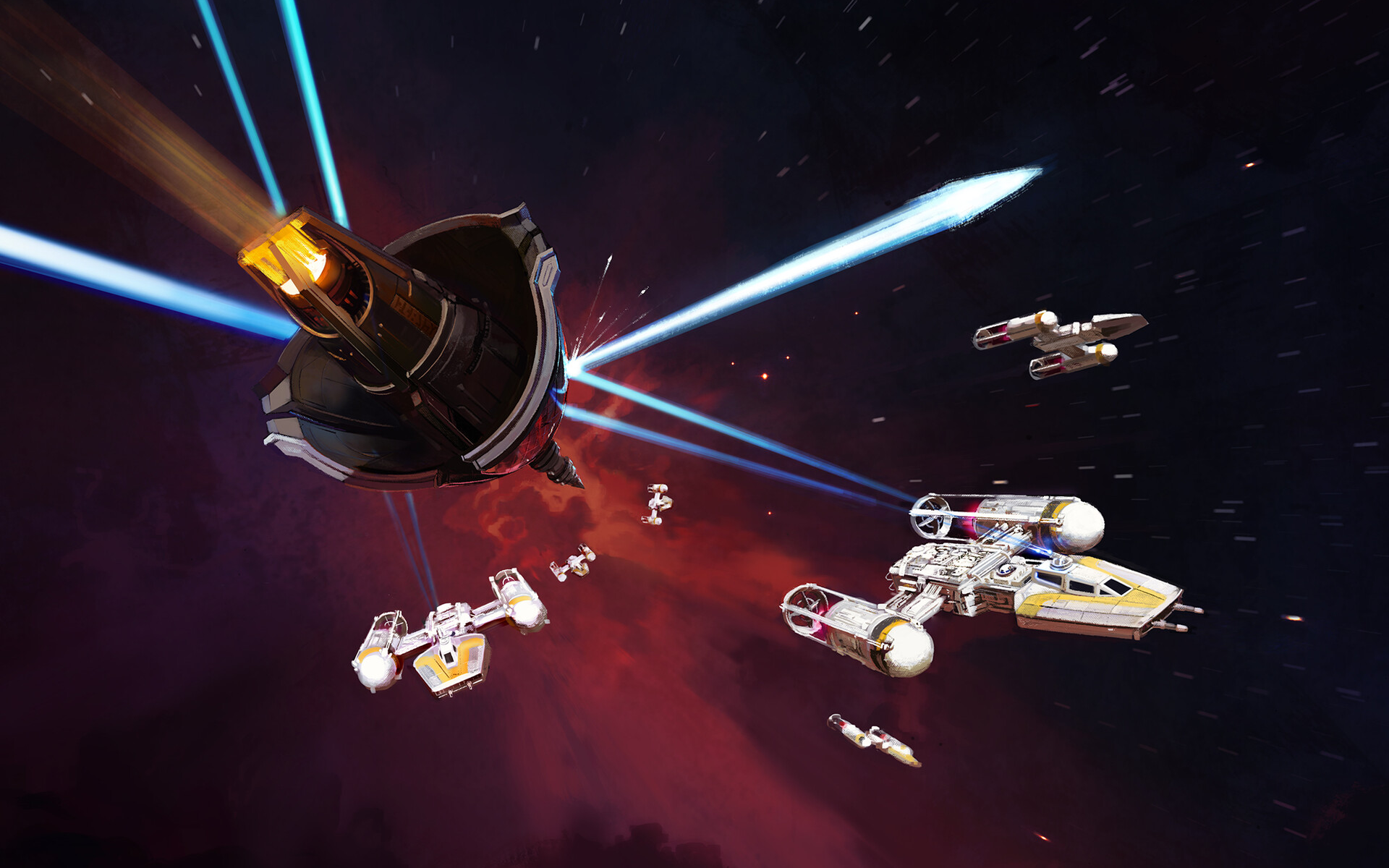 Y-wing fire deflects harmlessly off of a diamond boron missile