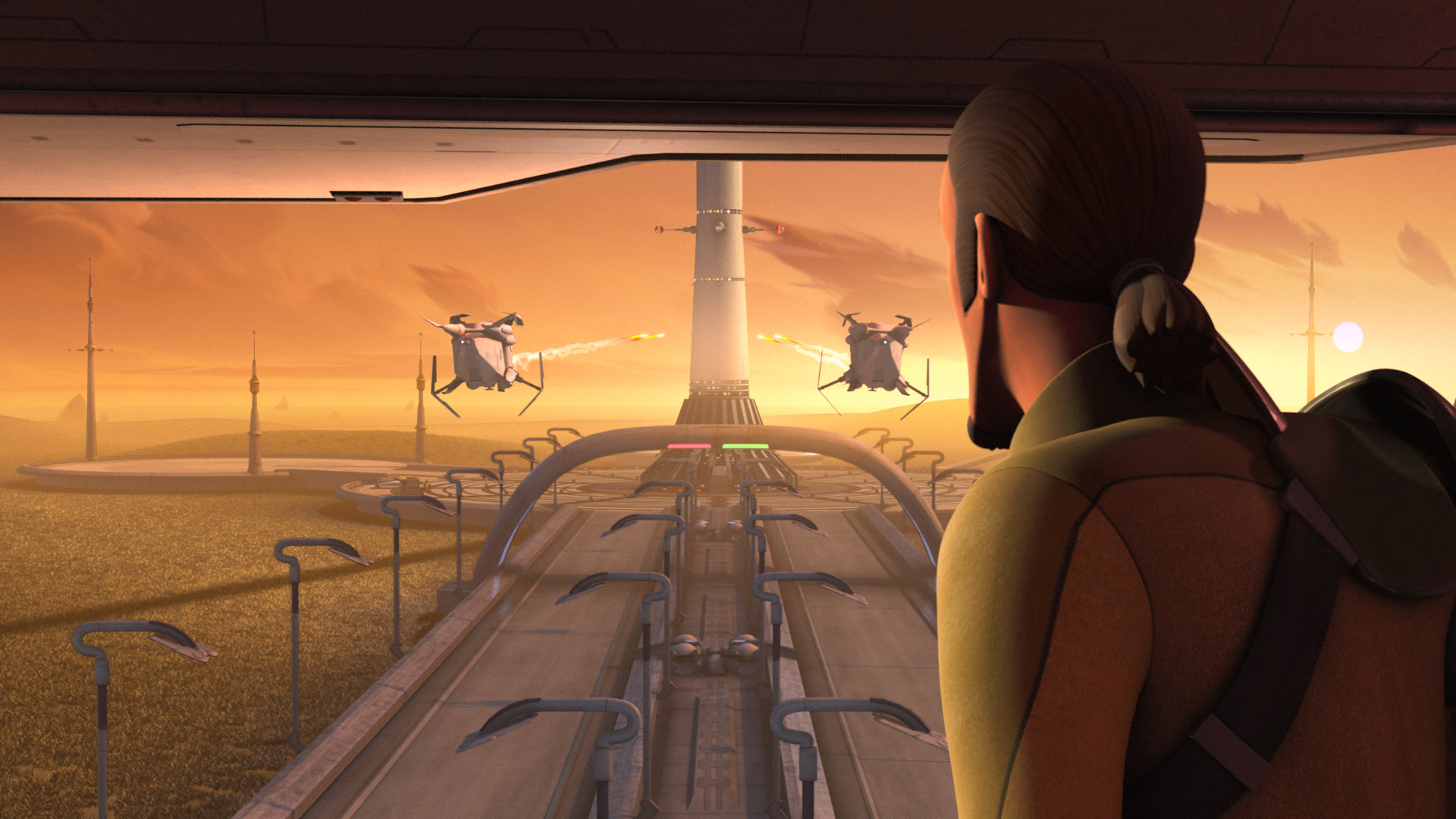 Jarrus watching as Tarkin's orders to destroy the tower are carried out.