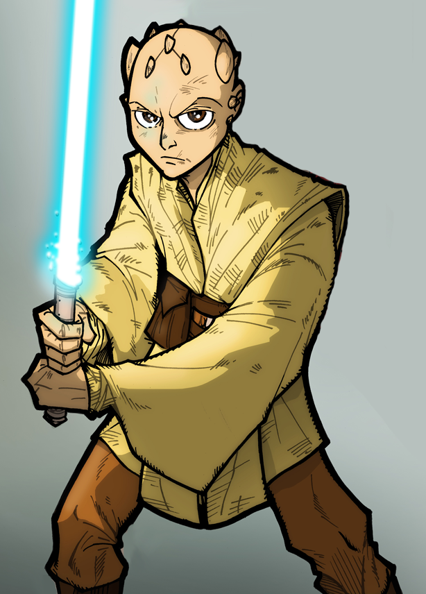 Tyzen Xebec with ignited lightsaber