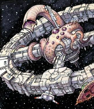 The Jubilee Wheel is attacked by a Yuuzhan Vong dread weapon.