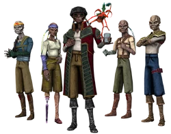 Hondo Ohnaka, the leader of the Ohnaka Gang, with several of his associates