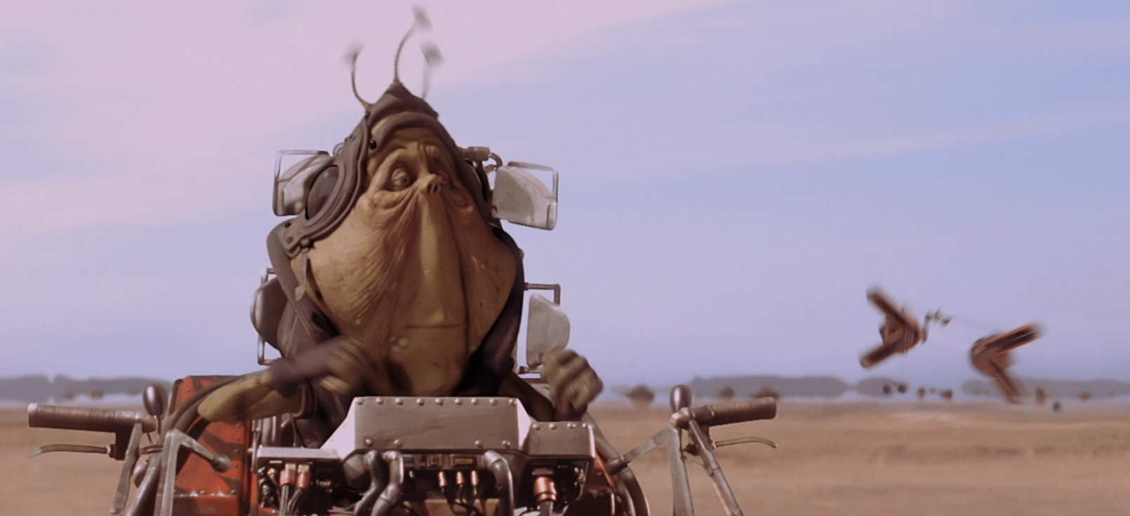 Ben Quadinaros was forced to watch the other podracers fly by after his vehicle exploded on the starting grid.