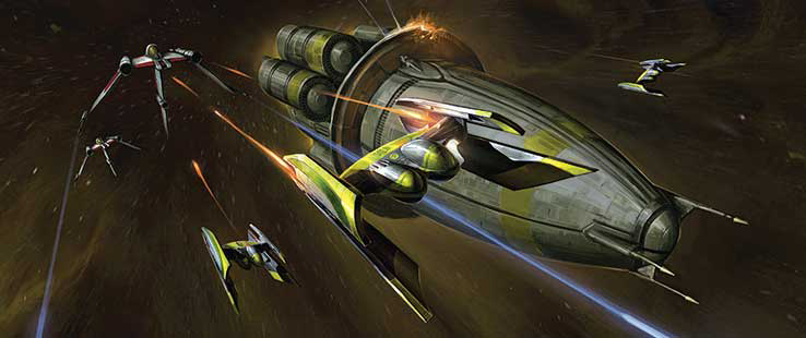 Techo Union ships come under attack from Republic fighters.