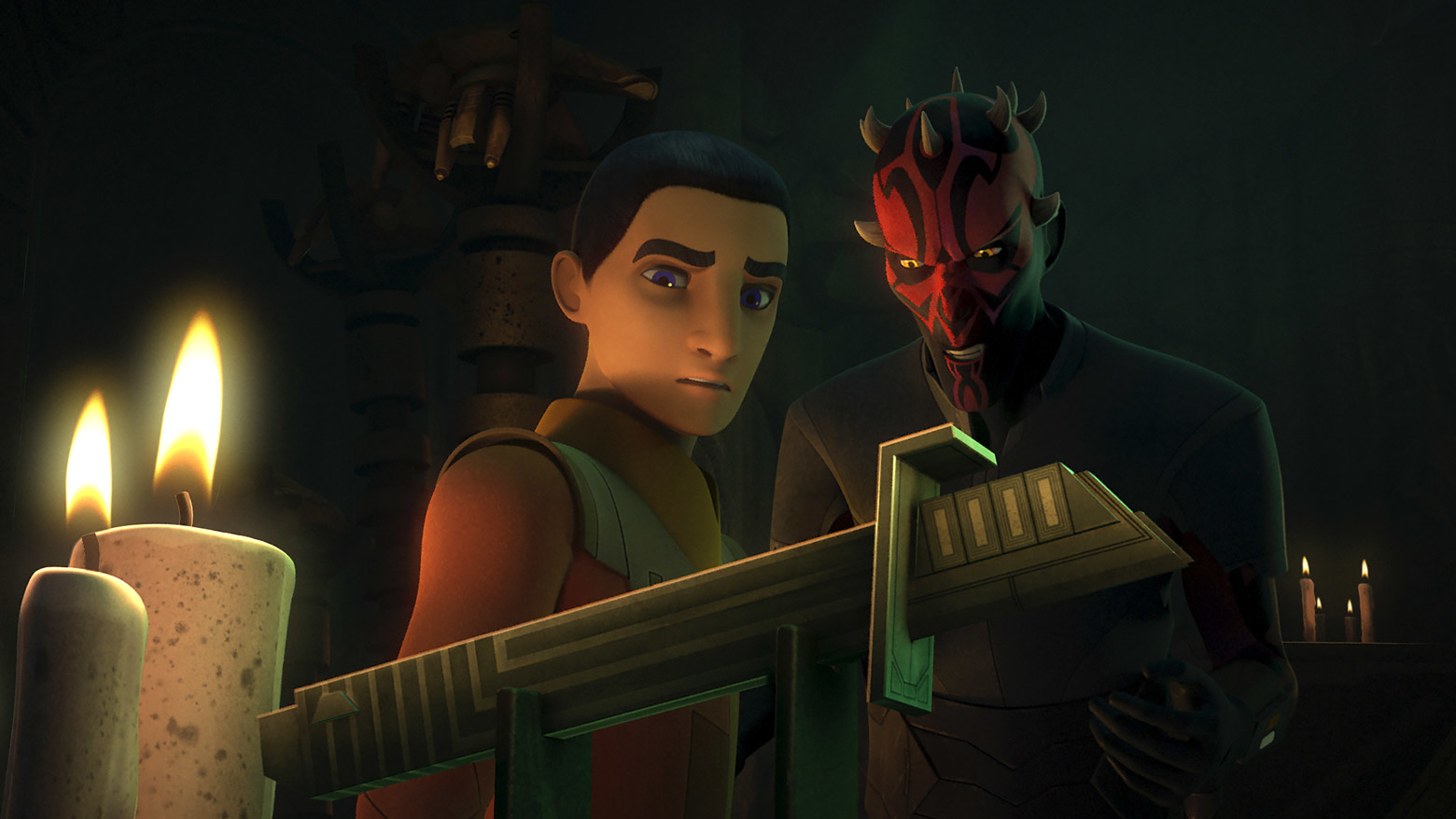 Maul spoke briefly about the Darksaber to Bridger, the legendary Mandalorian lightsaber that he had achieved in combat many years earlier.