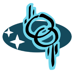 レジェンズの設定資料集『』で掲載されたメドテク社のロゴ。『』ではこのロゴがモノクロで描かれている