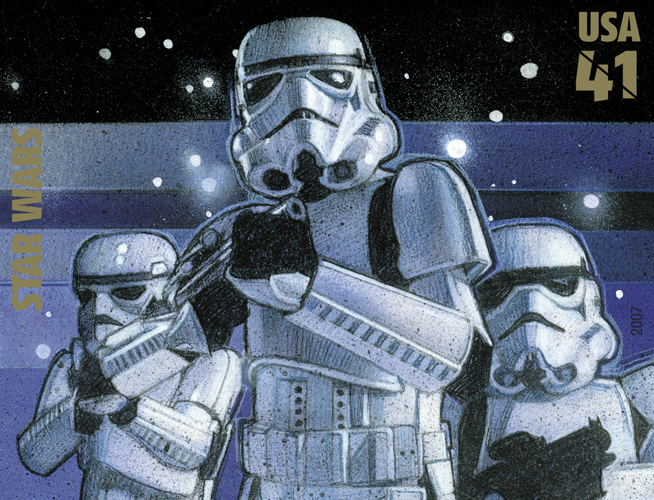 Stormtrooper stamp drawn by Drew Struzan.