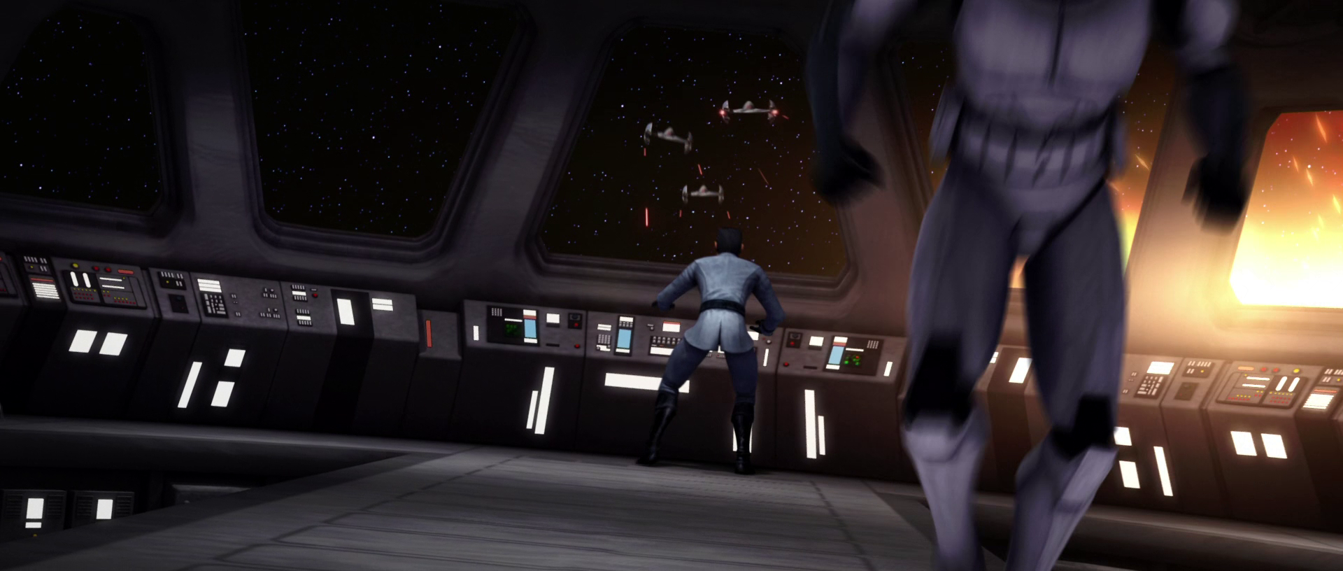 The clone navigation officer in the bridge during the attack.