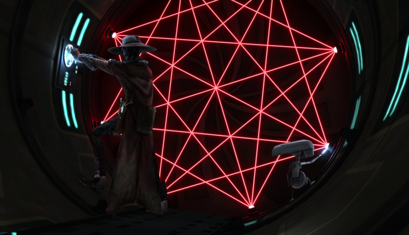 Cad Bane and Todo 360 attempting to deactivate a laser gate