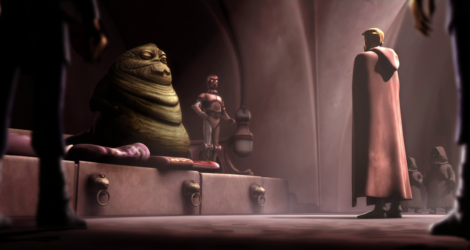 Kenobi negotiates with Jabba.