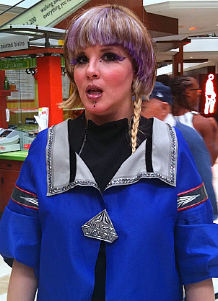 Starlighter dons her alternate blue-colored uniform.