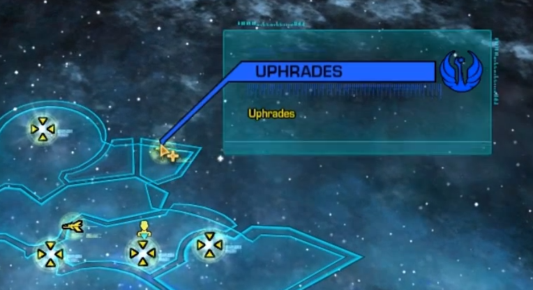 The Uphrades system on the Galaxy Map, north of Coruscant, Alderaan, and a misplaced Balmorra