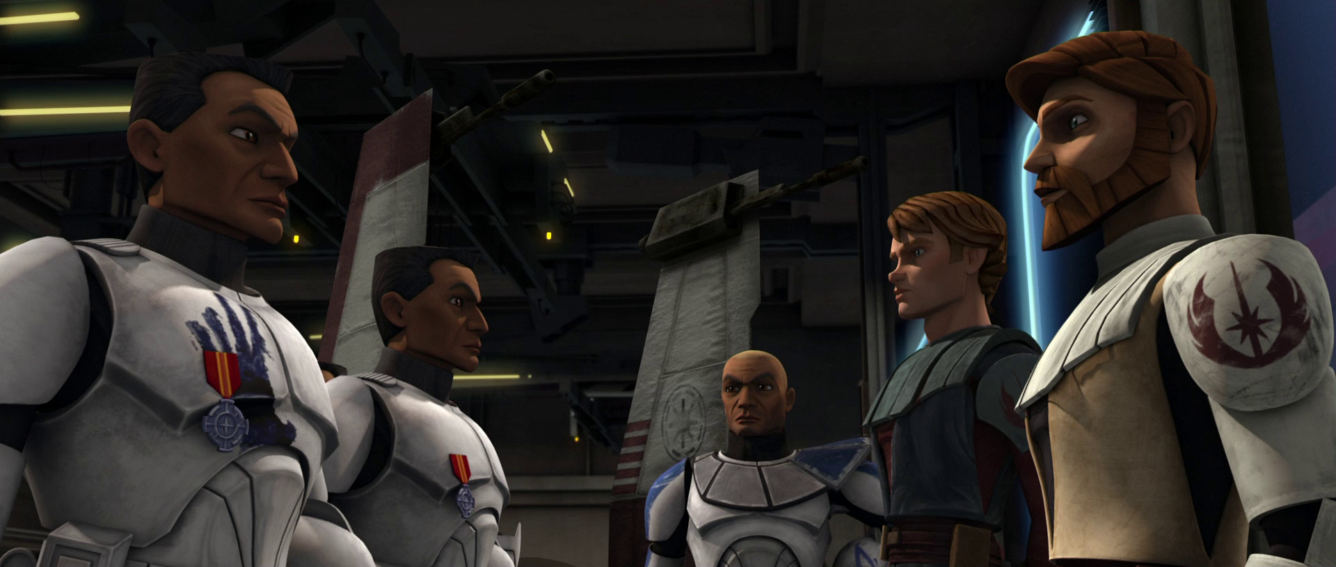 Clone troopers Echo and Fives are honored for their service aboard a Star Destroyer.