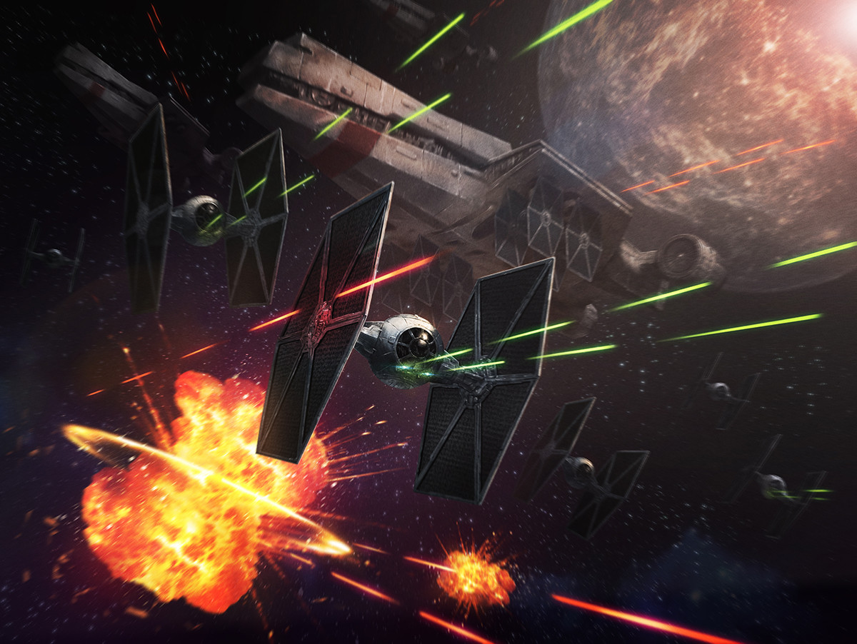 Hask piloting a TIE/LN starfighter in a battle for the Empire