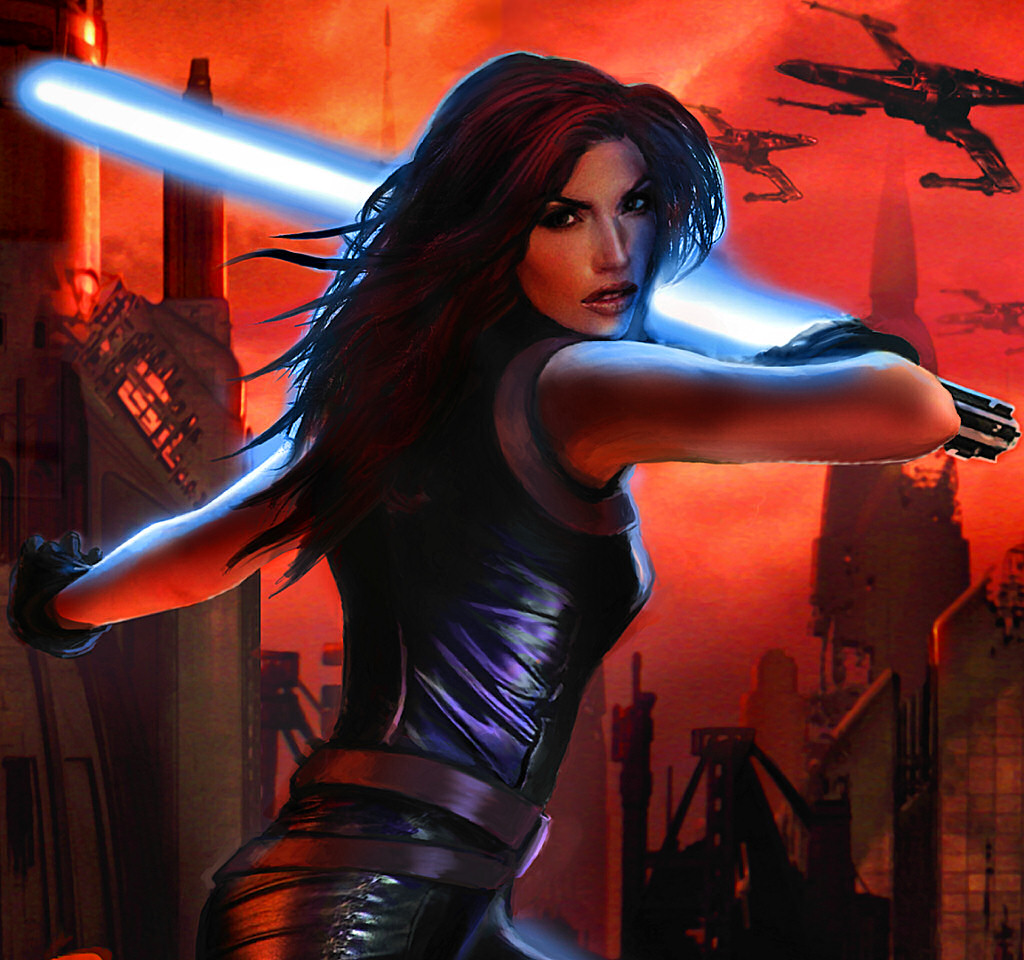 Mara Jade Skywalker with the weapon shortly before her death