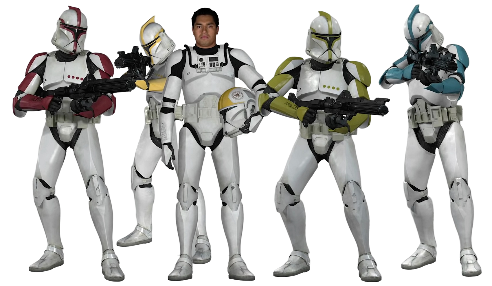 The armor worn by Republic clone troopers consisted of white plastoid plates.