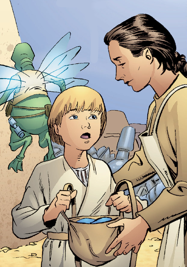 Anakin and his mother as slaves in Watto's shop