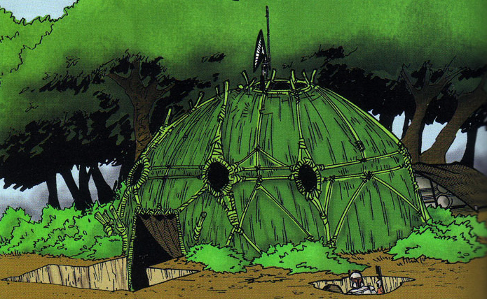 Traditional Mandalorian dwellings called vheh'yaime could be found across Mandalore.