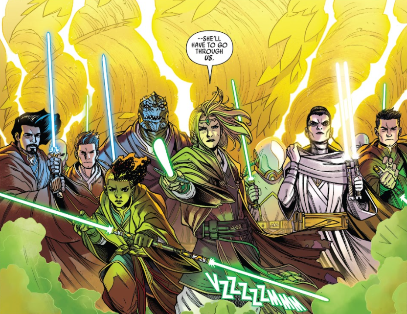 Trennis and the other Jedi on Mulita stand up to Myarga Anjiliac Atirue.