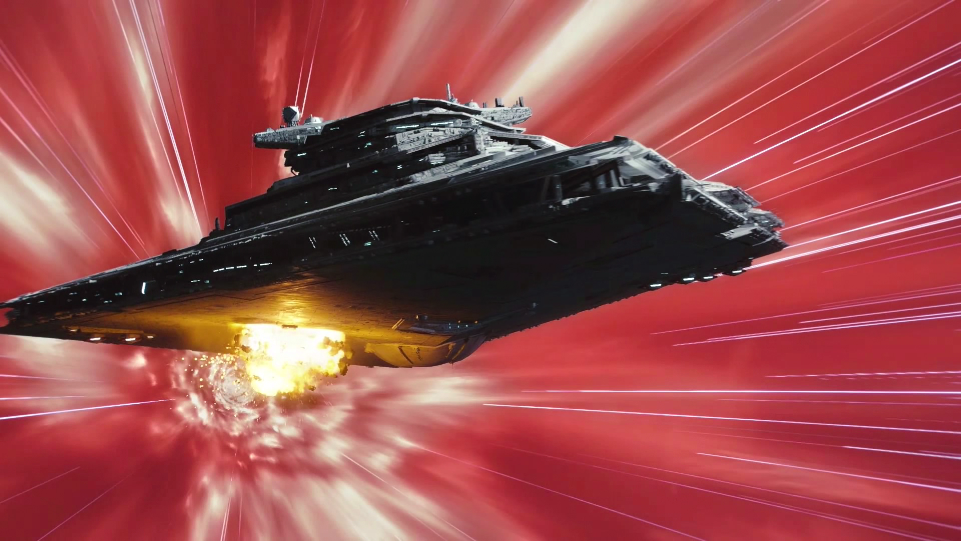 The Retribution's hyperdrive explodes, forcing it out of hyperspace.