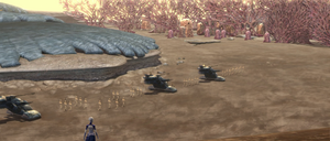 The Separatist Droid Army marches out onto Rugosa.
