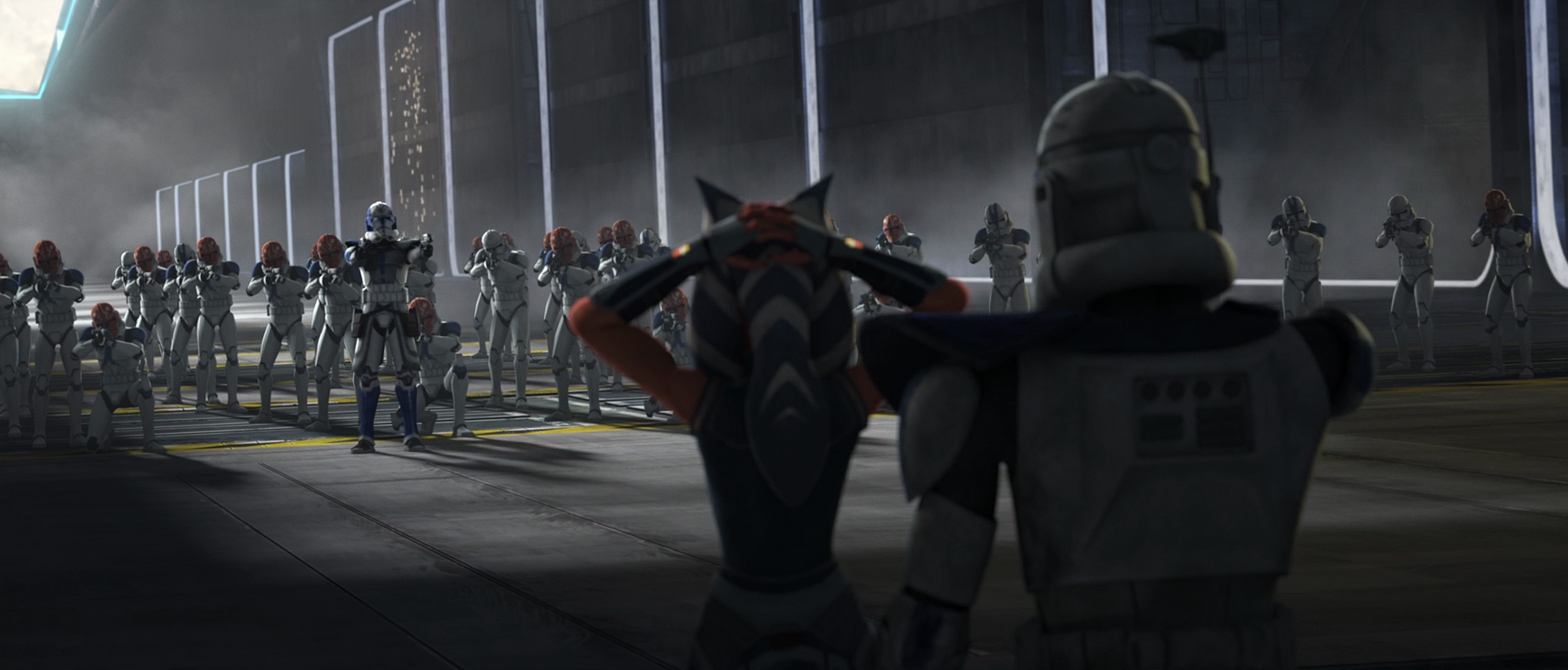 Rex and Ahsoka attempt their plan to get to the shuttle.