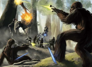 Wookiees clashed with their former clone allies as the dawn and first days of the Imperial Era emerged.