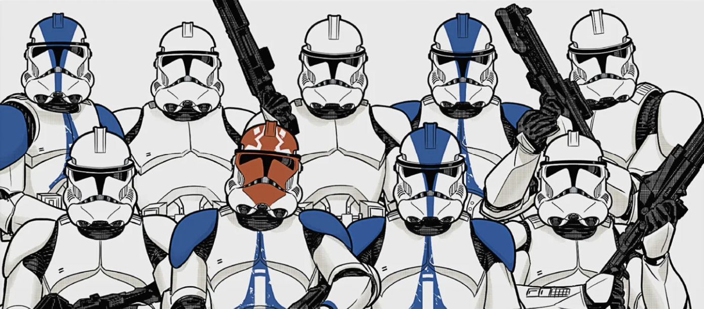 Also using it to continue the trend of personalizing gear, clone troopers adopted the new and improved version two armor in the later phase of the Clone Wars