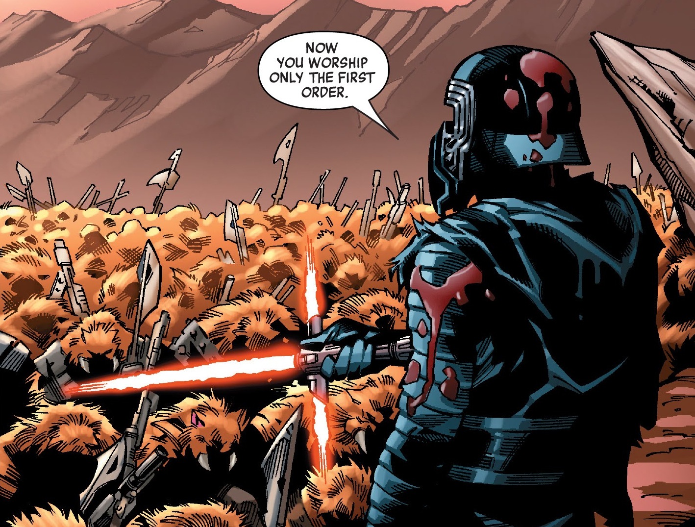 The Benathy submitted to the First Order after their god was slain by Kylo Ren.