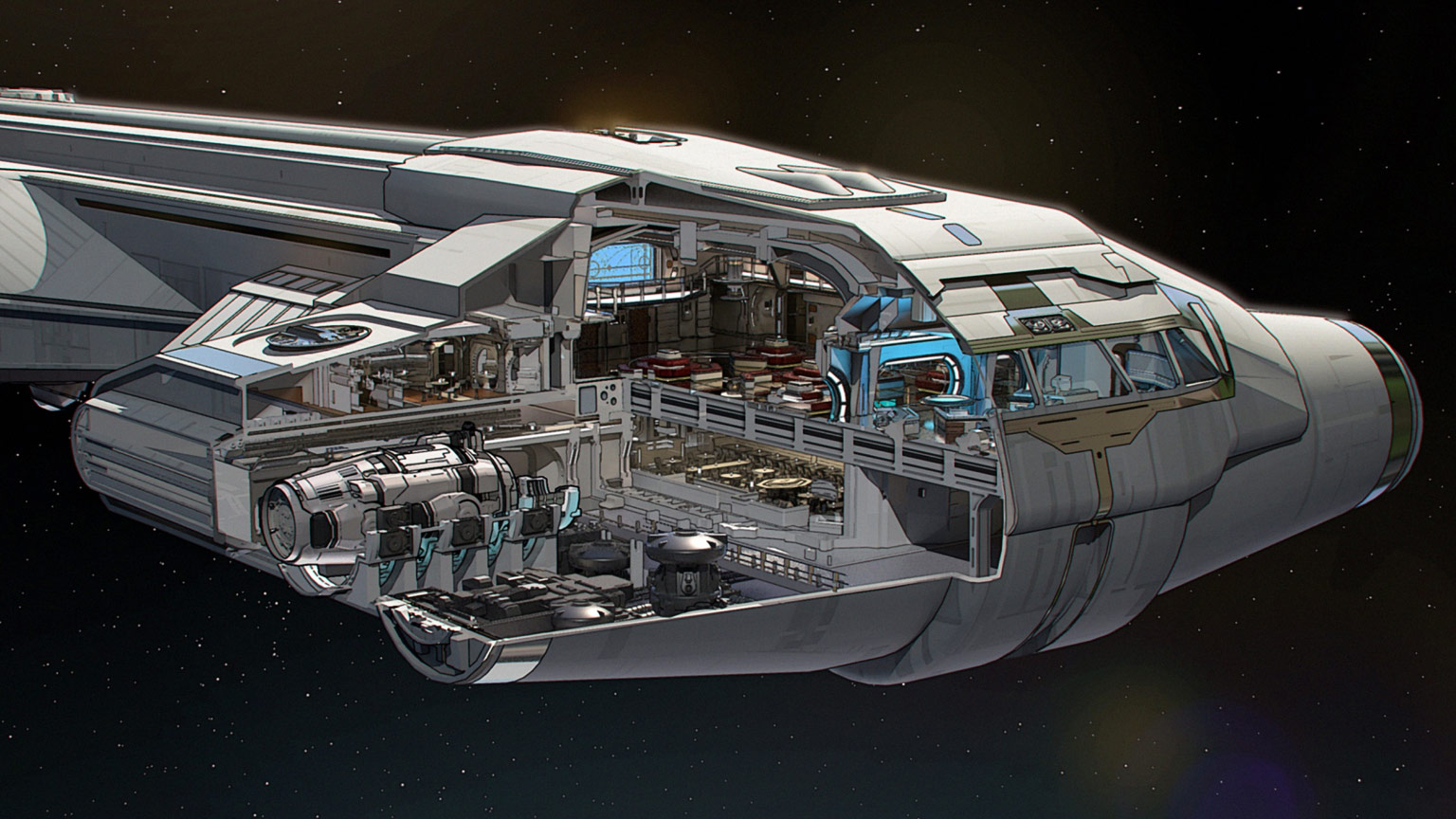 A cross-section view of the bow of the Halcyon.