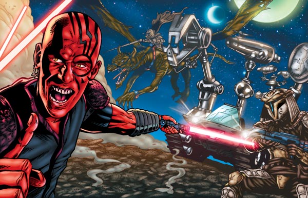 Lagartoz War Dragons and Mandalorian troops during a campaign in the New Sith Wars against one of the Dark Underlord's Sith Generals.