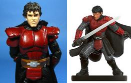 Hasbro's action figure (left) and Wizards of the Coast's miniature (right)