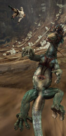 As Order 66 is executed, Obi-Wan Kenobi and Boga fall into the sinkhole.