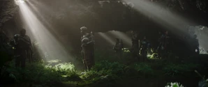 A lush surface cave provides a respite for the Mandalorians