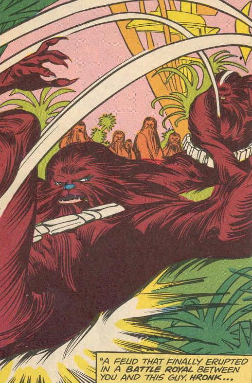 Hronk and Chewbacca fight on Kashyyyk.