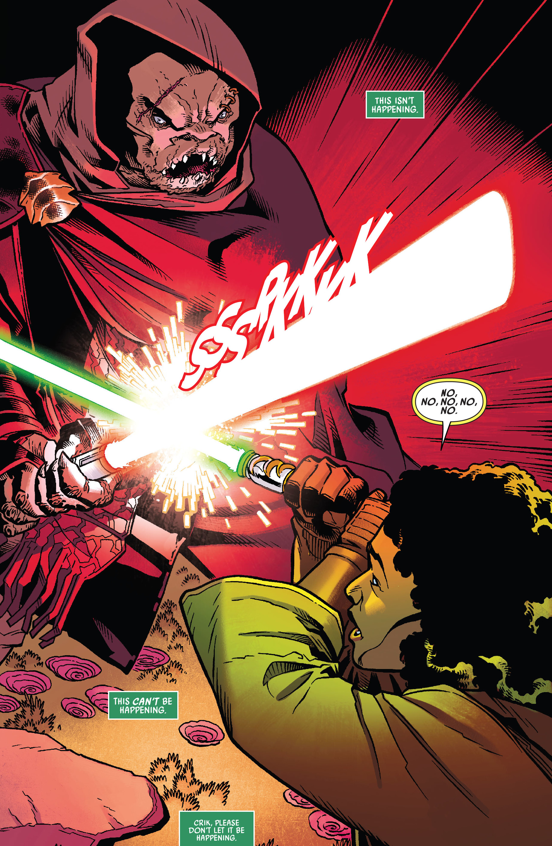 In Keeve Trennis's vision, Darth Krall wielded his lightsaber.