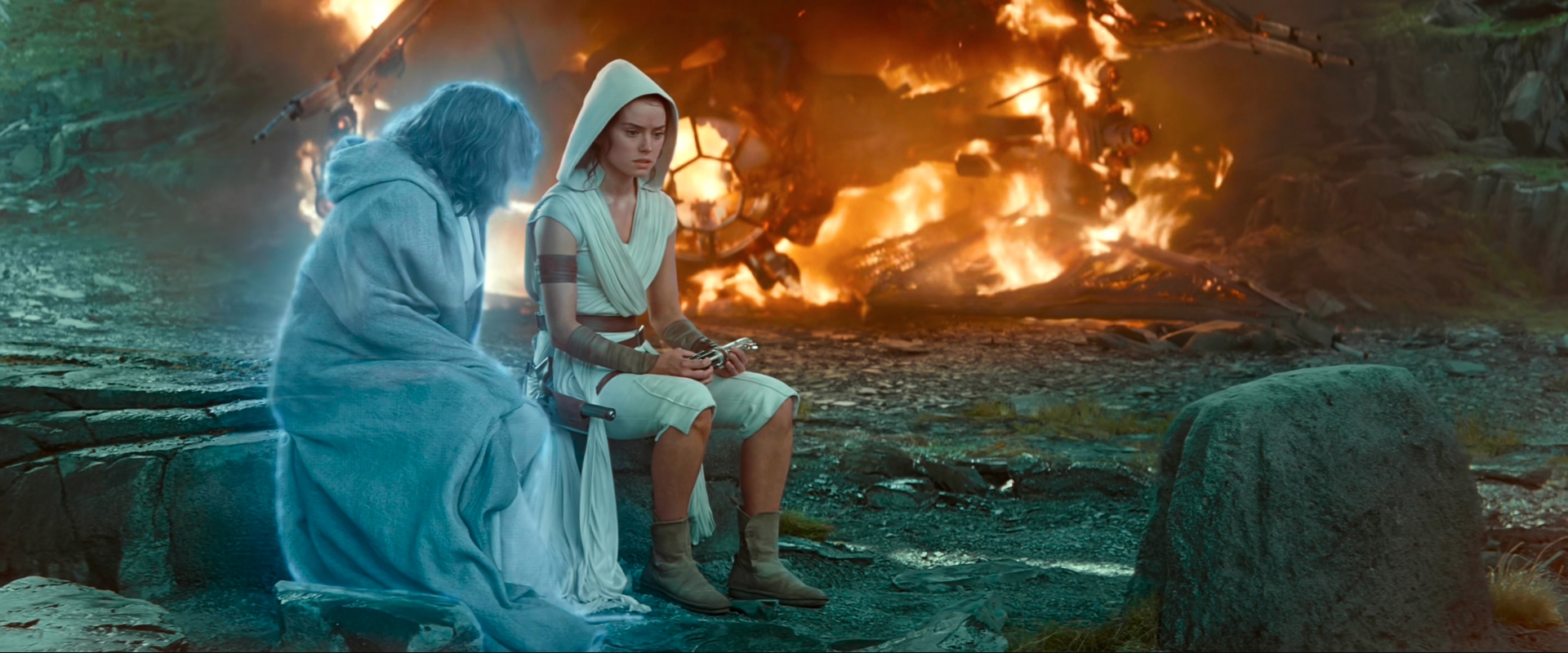 The spirit of Luke Skywalker communed with Rey, convincing her to confront her grandfather, Darth Sidious.