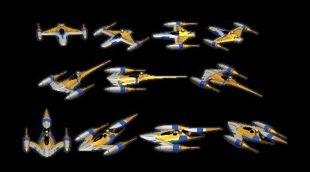 Multiple views of the N-1L Light Starfighter (top row)