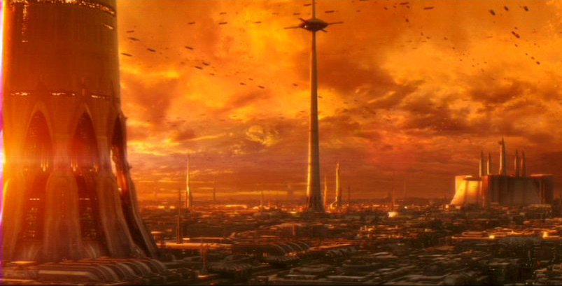 Mooring towers on Coruscant, 22 BBY