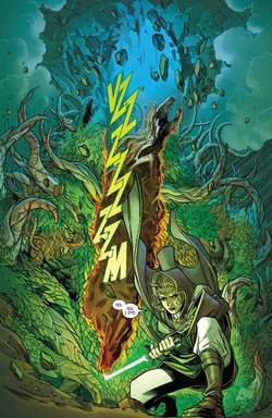 Avar cuts a Drengir in half.