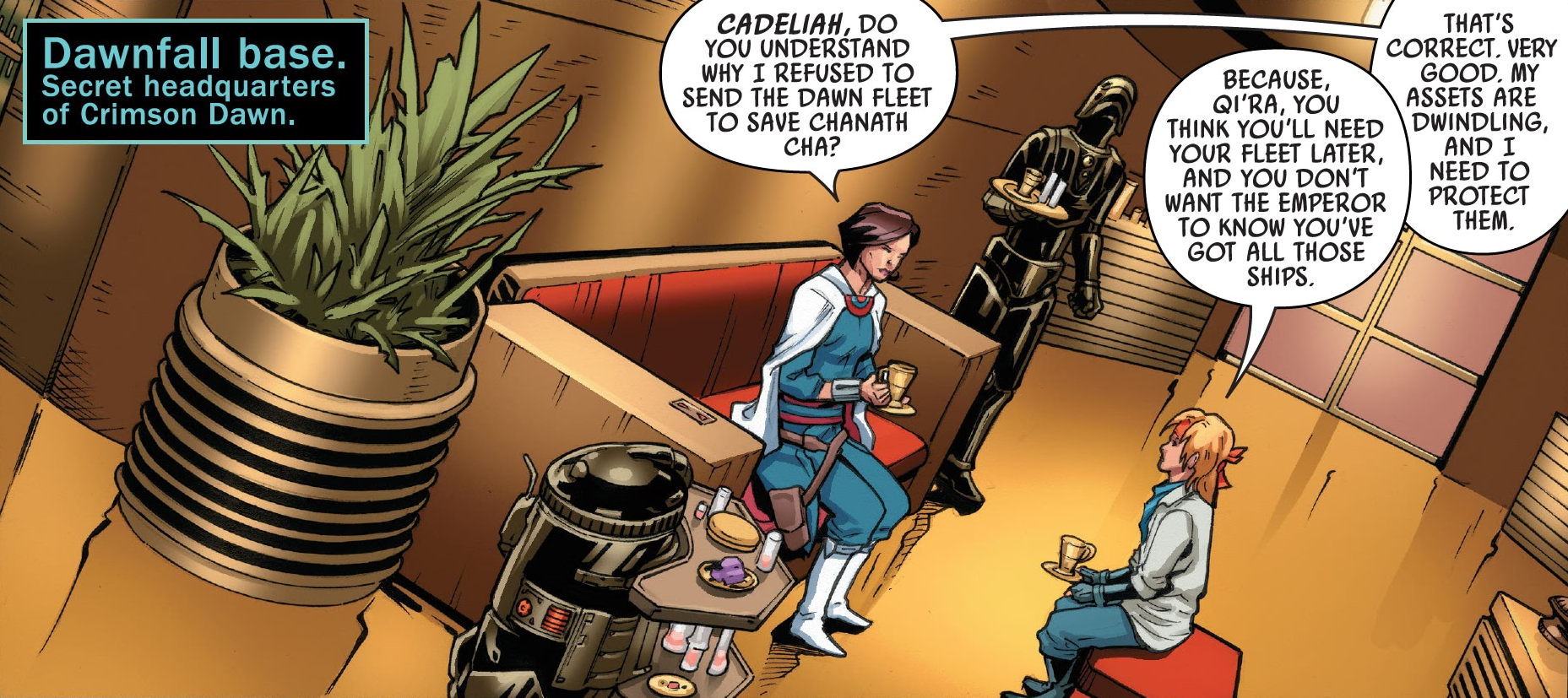 Qi'ra talks to Cadeliah about the Orphans' final stand.