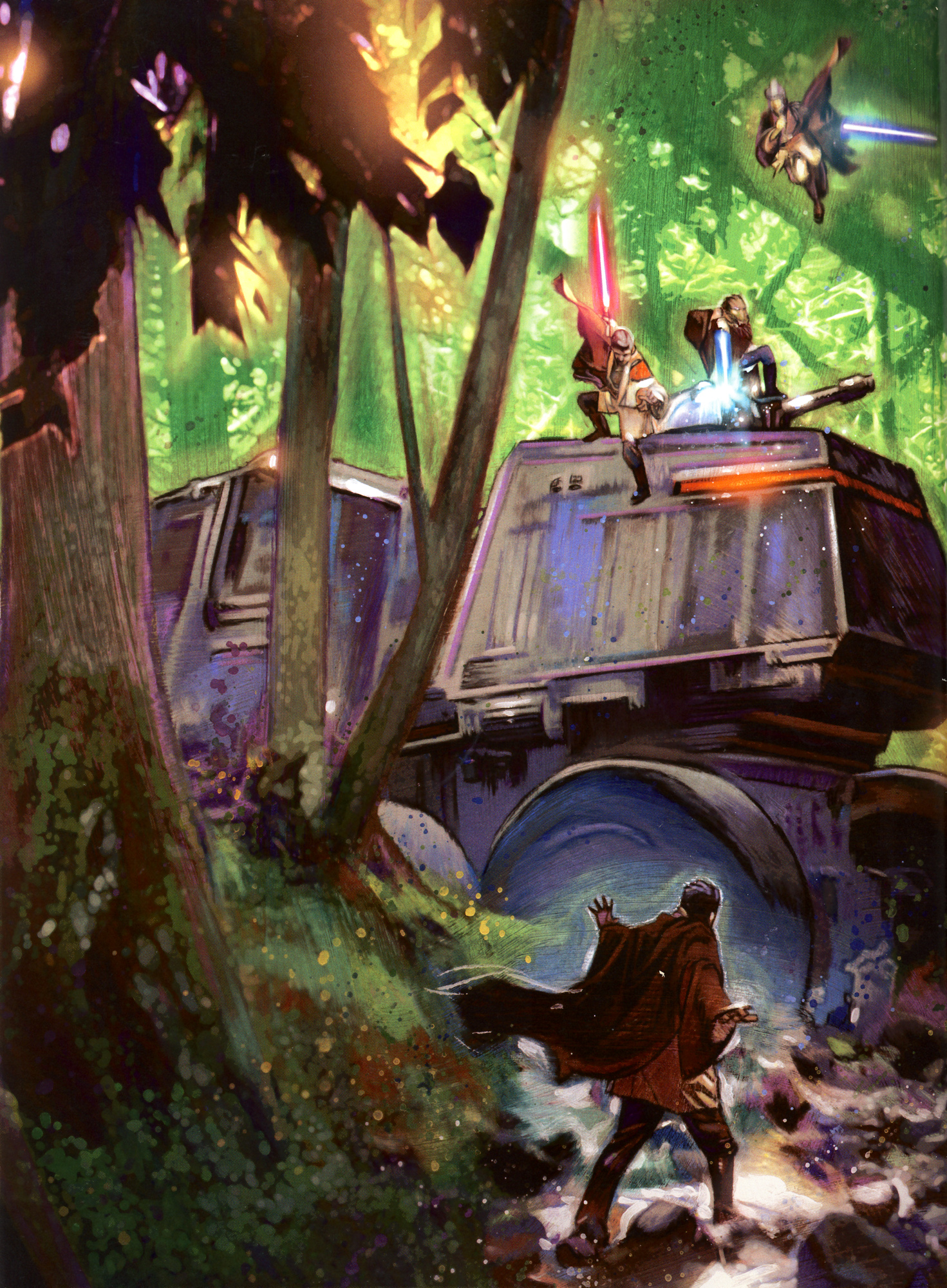 A group of Jedi ambush an Imperial Juggernaut during the assault by Admiral Daala.