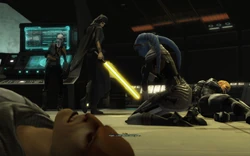 Vaylin tortures the crew on the bridge.