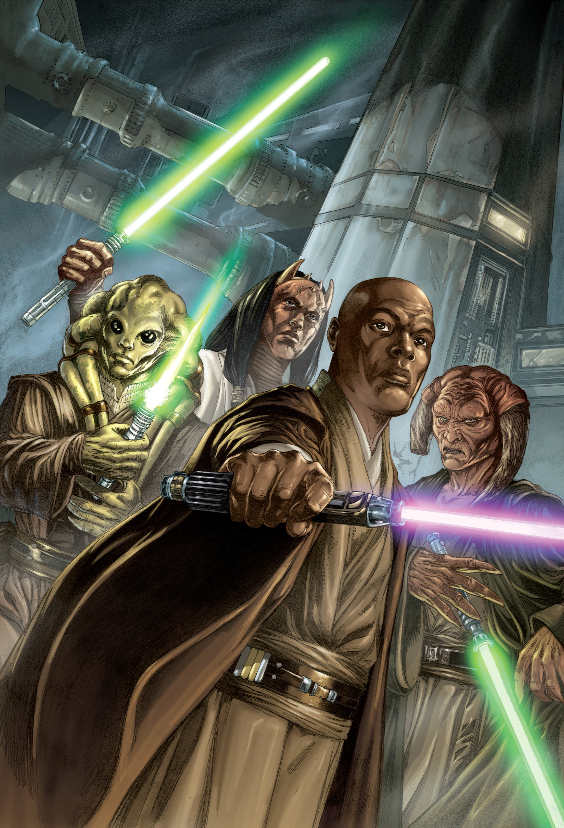 Masters Fisto, Kolar, Windu and Tiin assault the Rig.