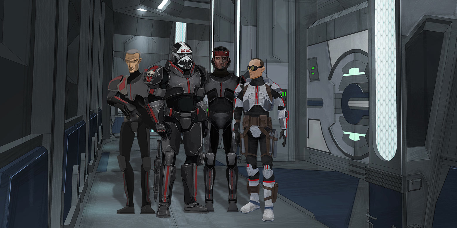 Concept design of Clone Force 99 members for Star Wars: The Clone Wars