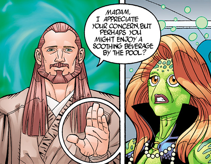 Qui-Gon Jinn suggests that Madam Rhoden leave.