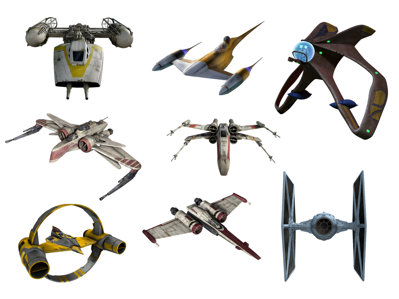 Various starfighter models